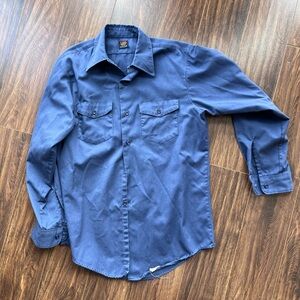Vintage Lee Navy Blue Workwear Shirt, 15.5 Medium